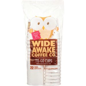 Wide Awake Coffee Co. 12 Ounce With Reclosable Lids To-Go Cups 22 ea