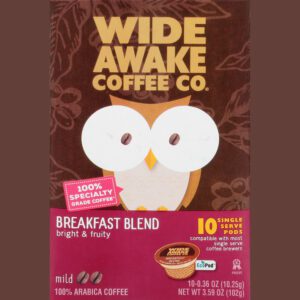 Wide Awake Coffee Co. Single Serve Pods Mild Breakfast Blend Coffee 10 0.36 oz 10 ea Box