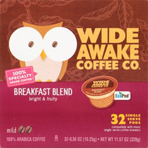 Wide Awake Coffee Co. Single Serve Pods Mild Breakfast Blend Coffee 32 ea