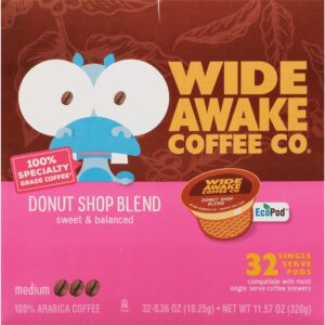 Wide Awake Coffee Co. Single Serve Pods Medium Donut Shop Blend Coffee 32 ea