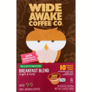 Wide Awake Coffee Co. Single Serve Pods Decaffeinated Mild Breakfast Blend Coffee 10 ea
