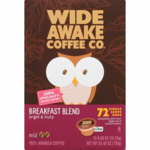 Wide Awake Coffee Co. Single Serve Pods Mild Breakfast Blend Coffee 72 0.32 oz 72 ea Box