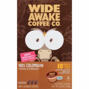 Wide Awake Coffee Co. Single Serve Pods Medium 100% Colombian Coffee 10 ea