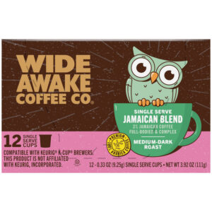 Wide Awake Coffee Co. Medium-Dark Roast Jamaican Blend Coffee 12 - 0.33 oz Single Serve Cups