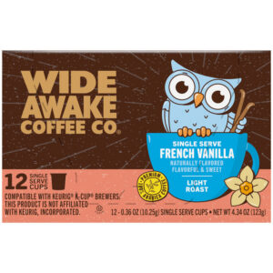 Wide Awake Coffee Co. Light Roast French Vanilla Coffee 12 - 0.36 oz Single Serve Cups