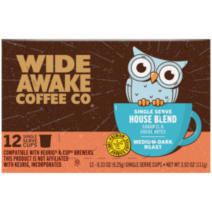 Wide Awake Coffee Co. Medium-Dark Roast House Blend Coffee 12 - 0.33 oz Single Serve Cups