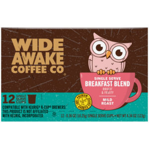 Wide Awake Coffee Co. Mild Roast Breakfast Blend Coffee 12 - 0.36 oz Single Serve Cups