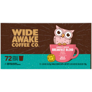 Wide Awake Coffee Co. Mild Roast Breakfast Blend Coffee 72 - 0.36 oz Single Serve Cups