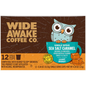 Wide Awake Coffee Co. Light Roast Sea Salt Caramel Coffee 12 - 0.36 oz Single Serve Cups
