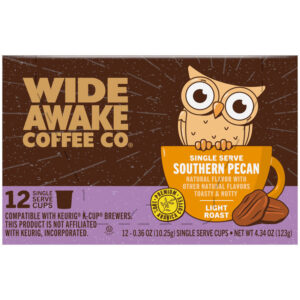 Wide Awake Coffee Co. Light Roast Southern Pecan Coffee 12 - 0.36 oz Single Serve Cups